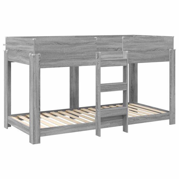 vidaXL Etagenbett f&uuml;r Kinder Graues Sonoma 90 x 200 cm Holzwerkstoff