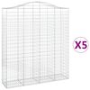 vidaXL Gabionen mit Hochbogen 5 Stk. 200x50x220/240cm Verzinktes Eisen