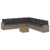 vidaXL 10-tlg. Garten-Sofagarnitur mit Kissen Grau Poly Rattan