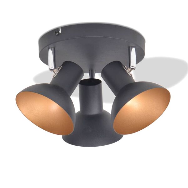 vidaXL Deckenlampe f&uuml;r 3 Gl&uuml;hbirnen E27 Schwarz und Gold