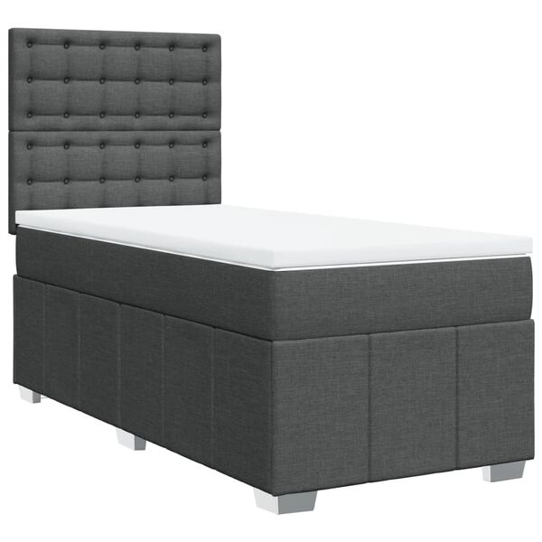 vidaXL Boxspringbett mit Matratze Dunkelgrau 90x190 cm Stoff
