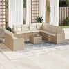 vidaXL 10-tlg. Garten-Sofagarnitur mit Kissen Beige Poly Rattan