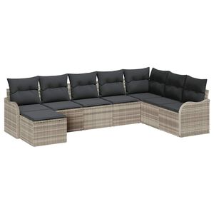 vidaXL Gartensofa-set 8 pcs Hellgrau Poly-Rattan