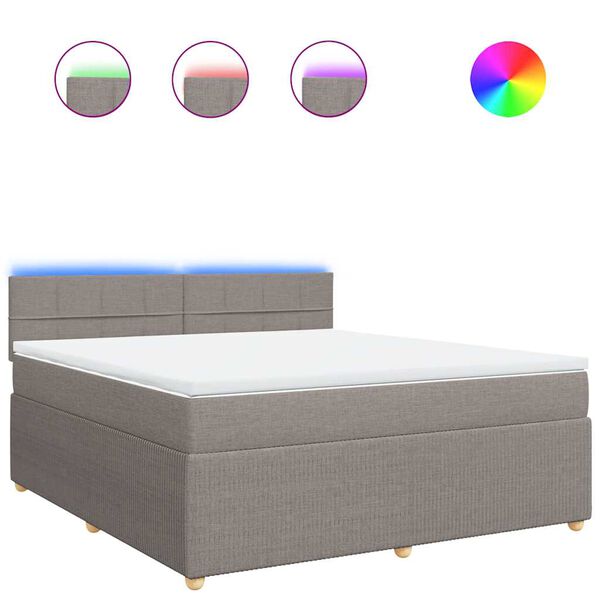 vidaXL Boxspringbett mit Matratze Taupe 180x200 cm Stoff