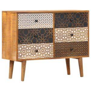 vidaXL Sideboard mit Druckmustern 90&times;30&times;70 cm Massivholz Mango