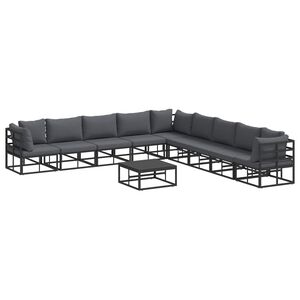 vidaXL Gartensofa-set mit Kissen 10 pcs Schwarz Aluminium