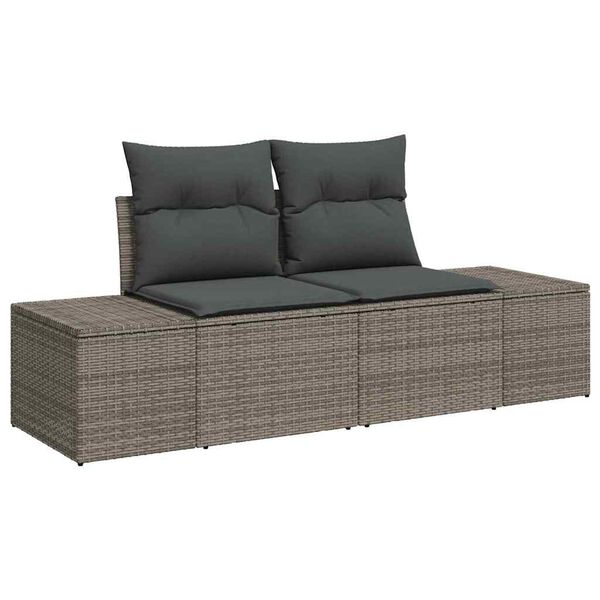 vidaXL Garten-Sofa-Set mit Kissen 4 pcs Grau Poly Rattan