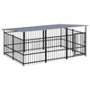 vidaXL Outdoor-Hundezwinger mit Dach Stahl 5,63 m&sup2;