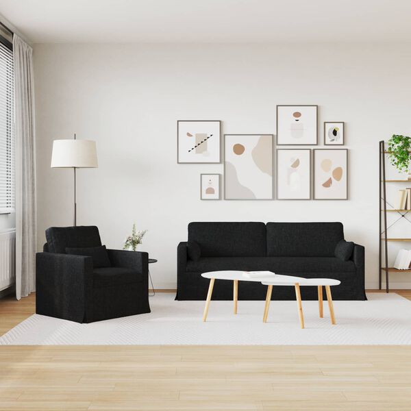 vidaXL Sofa 2 pcs Schwarz