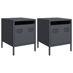 vidaXL Nachttische 2 Stk. Anthrazit 35x39x43,5 cm Stahl