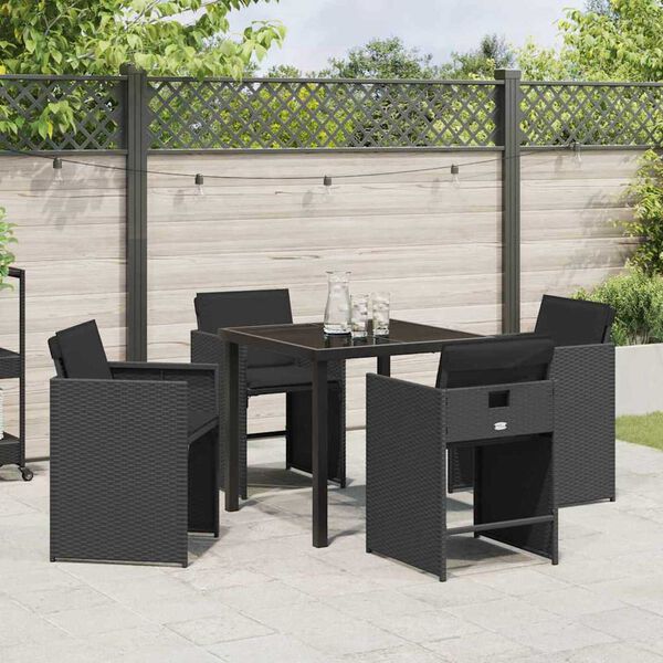 vidaXL Garten Essgruppe 5 pcs Schwarz Poly-Rattan