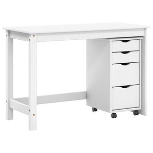 vidaXL Desk und Rolling Cabinet Set MOSS 2 Stk. Wei&szlig;