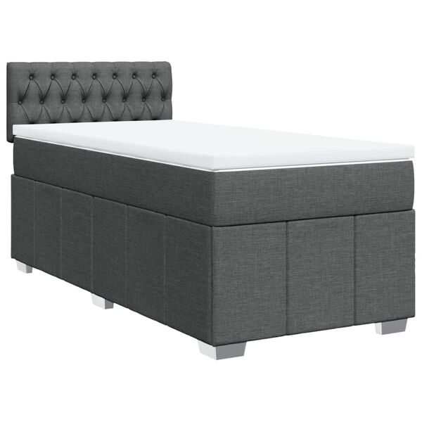 vidaXL Boxspringbett mit Matratze Dunkelgrau 90x190 cm Stoff