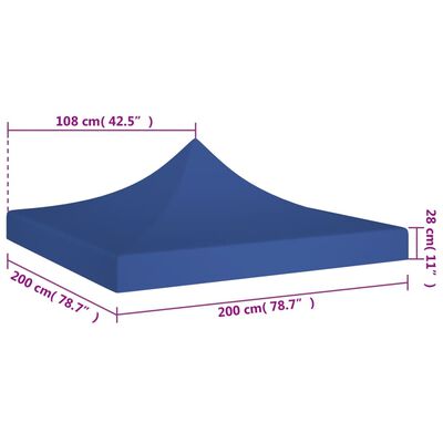 vidaXL Partyzelt-Dach 2x2 m Blau 270 g/m²