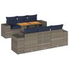 vidaXL 7-tlg. Garten-Sofagarnitur mit Kissen Grau Poly Rattan
