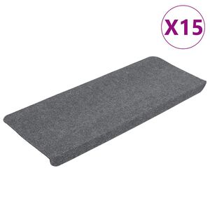 vidaXL Stufenmatten Selbstklebend 15 Stk. 65x24,5x3,5 cm Grau