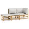vidaXL 3-tlg. Garten-Lounge-Set mit Hellgrauen Kissen Bambus