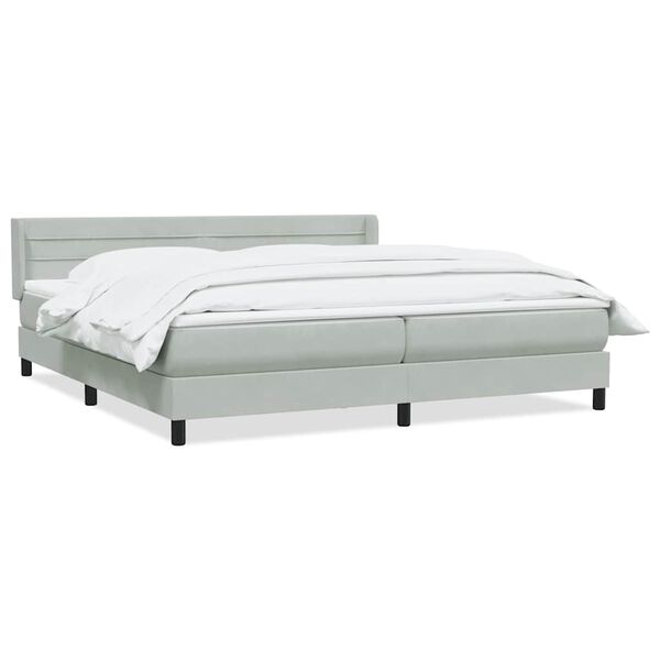 vidaXL Boxspringbett mit Matratze Hellgrau 200x210 cm Samt