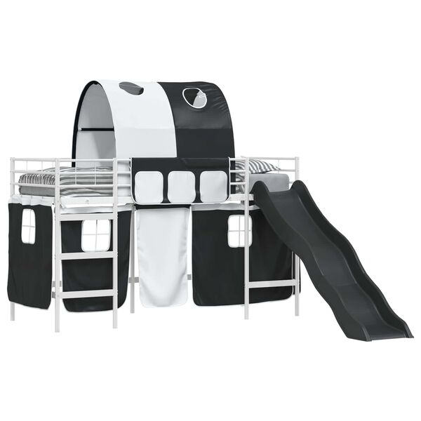 vidaXL Kinder-Etagenbett Wei&szlig; und Schwarz 99,5 x 190 cm Metall