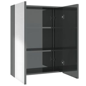 vidaXL Bad-Spiegelschrank 60x15x75 cm MDF Gl&auml;nzendes Grau