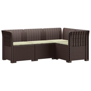 vidaXL 4-Sitzer Gartensofa mit Kissen Rattan-Look PP Braun