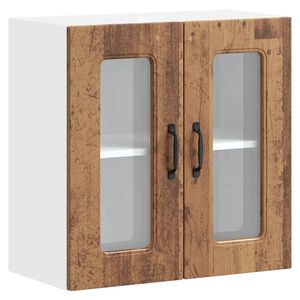 vidaXL K&uuml;chen-H&auml;ngeschrank mit Glast&uuml;r Kalmar Altholz-Optik Holzwerkstoff