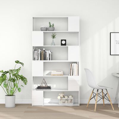vidaXL Bücherregal Raumteiler Hochglanz-Weiß 100x24x188 cm