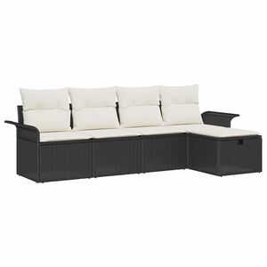 vidaXL Gartensofa-set mit Kissen 5 pcs Schwarz und Creme Poly-Rattan
