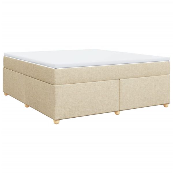 vidaXL Boxspringbett mit Matratze Creme 180x200 cm Stoff