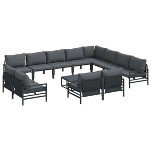 vidaXL Gartensofa-set mit Kissen 13 pcs Schwarz Stahl