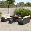 vidaXL Gartensofa-set mit Kissen 9 pcs Schwarz und Creme Poly-Rattan