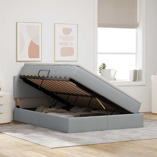 vidaXL Aufbewahrungsbett mit Matratze Hellgrau 140 x 190 cm