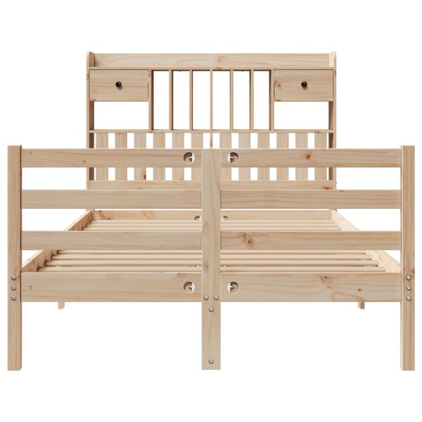 vidaXL Massivholzbett mit Regal ohne Matratze 135x190 cm Kiefernholz