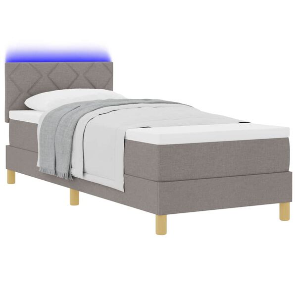 vidaXL LED Boxspringbett mit Matratze mit LED Taupe 80 x 200 cm Stoff