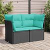 vidaXL Gartensofa mit Kissen 2-Sitzer Schwarz Poly Rattan