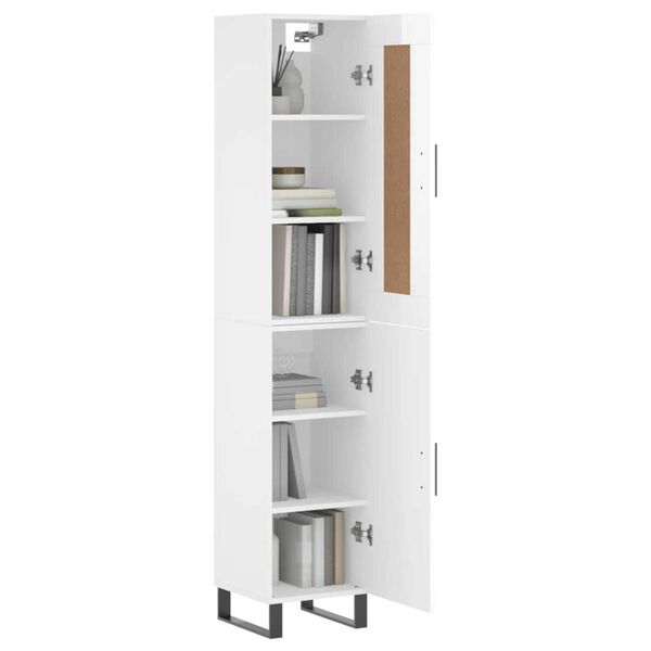 vidaXL Highboard Hochglanz-Wei&szlig; 34,5x34x180 cm Holzwerkstoff
