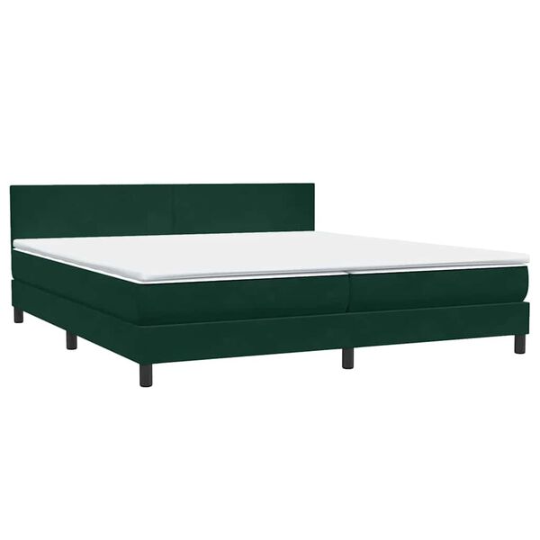 vidaXL Boxspringbett mit Matratze Dunkelgr&uuml;n 180x220 cm Samt
