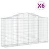 vidaXL Gabionen mit Hochbogen 6 Stk. 200x30x100/120cm Verzinktes Eisen