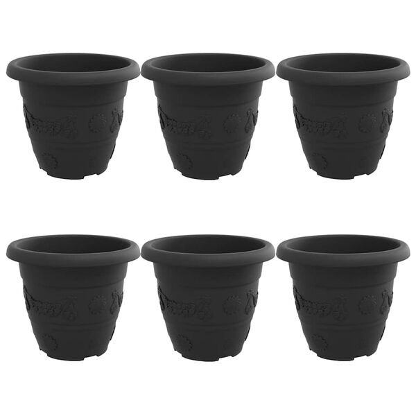 vidaXL Runder Blumentopf 6 pcs Schwarz &Oslash; 26 x 21,5 cm Kunststoff