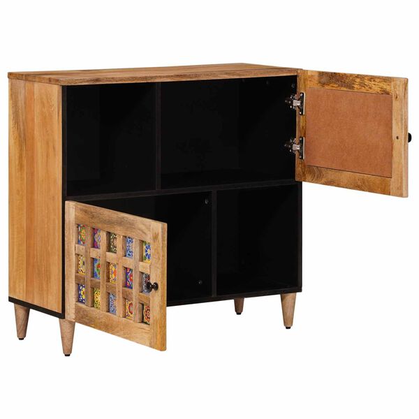 vidaXL Sideboard mit Speicher Natur 80 x 33 x 75 cm Massivholz Mango
