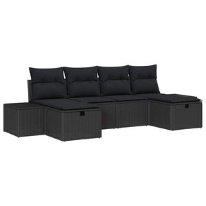 vidaXL Gartensofa-set mit Kissen 6 pcs Schwarz Poly-Rattan