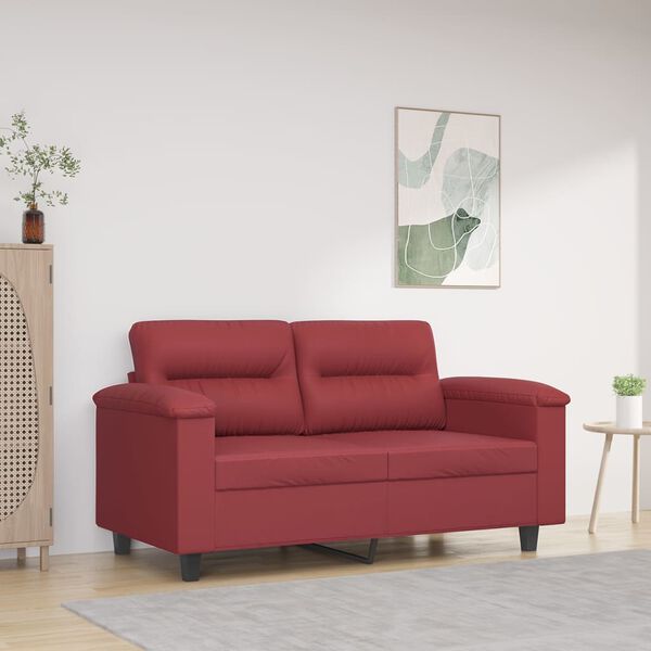 vidaXL 2-Sitzer-Sofa Weinrot 120 cm Kunstleder