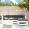 vidaXL 5-tlg. Garten-Lounge-Set mit Kissen Weiß Massivholz