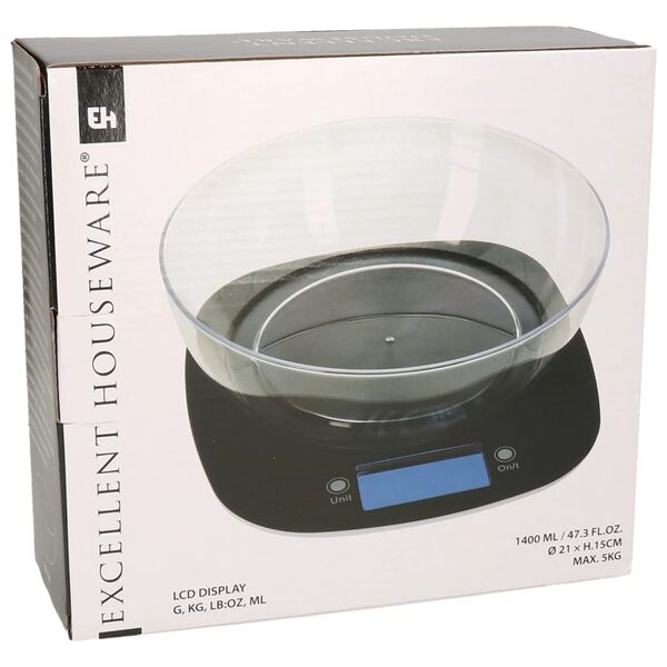 Excellent Houseware K&uuml;chenwaage mit Sch&uuml;ssel 1,4 L