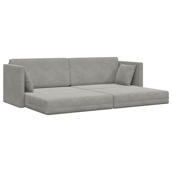 vidaXL Boden-Sofa-Bett 200cm Hellgrau Samt
