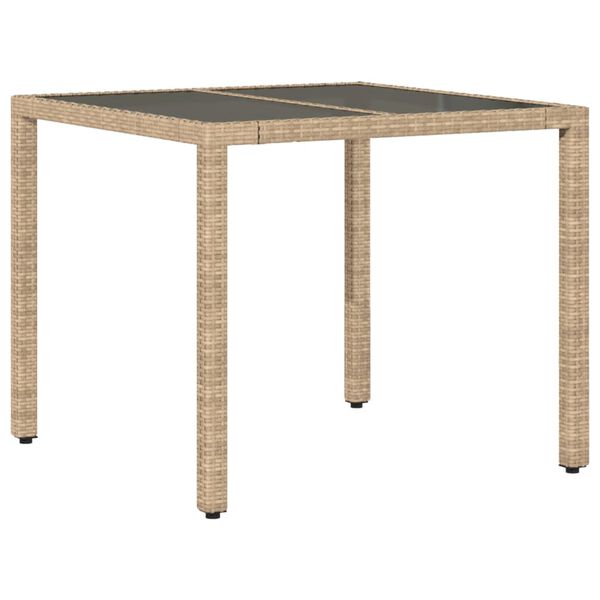 vidaXL 3-tlg. Garten-Essgruppe mit Kissen Beige Poly Rattan und Glas