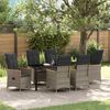 vidaXL Garten Essgruppe mit Kissen 7 pcs Grau Poly-Rattan