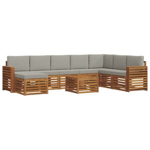 vidaXL Outdoor-Sofagarnitur 9 stk. Nat&uuml;rlich und Hellgrau