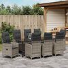 vidaXL Garten Essgruppe mit Kissen 9 pcs Grau Poly Rattan