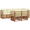 vidaXL Outdoor-Sofagarnitur 7 stk. Natur und Creme Polyester